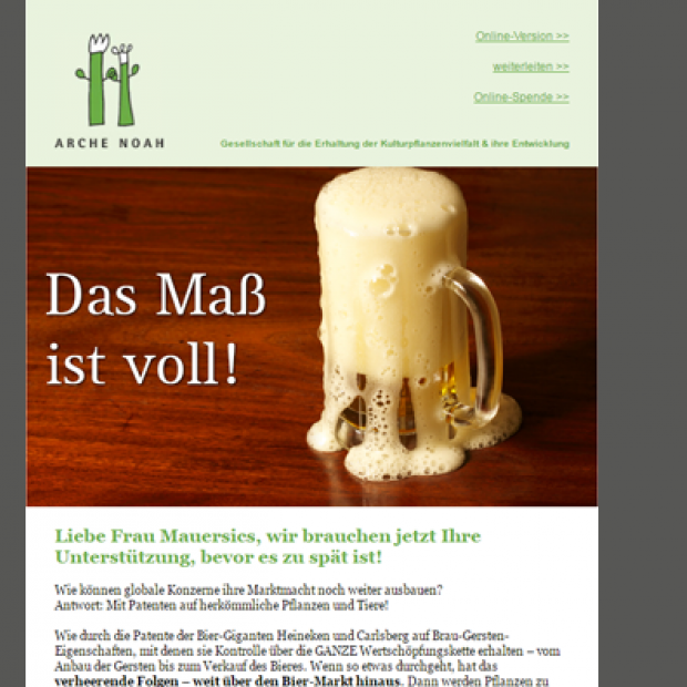 Arche Noah Bier-E-Mailing